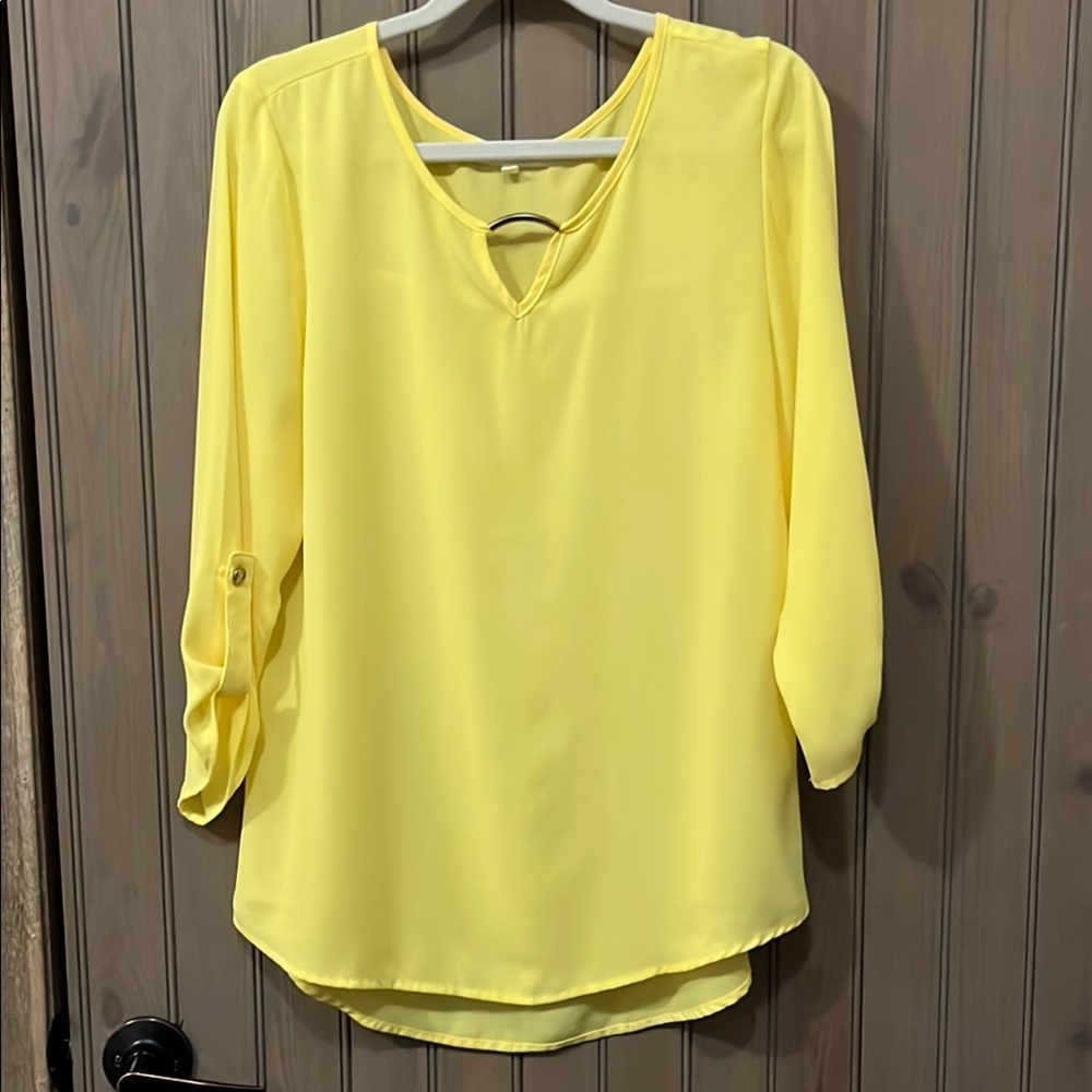 Wishful Park Yellow Relaxed Blouse with 3/4 Sleeves